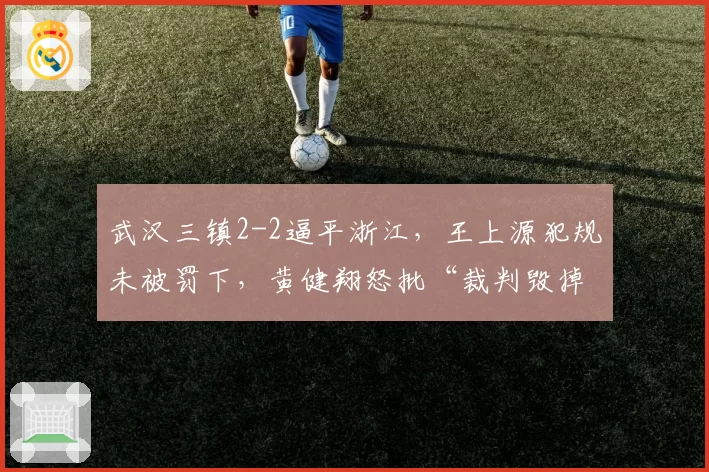 武汉三镇2-2逼平浙江，王上源犯规未被罚下，黄健翔怒批“裁判毁掉比赛”